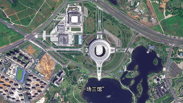 从无到有！卫星视角看“太阳神鸟”飞进成都大运会