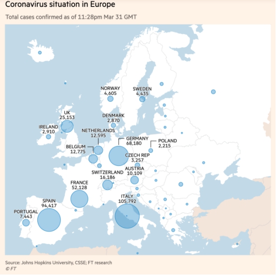 数据看全球：全球累计确诊超过75万 新增超过5.7万……